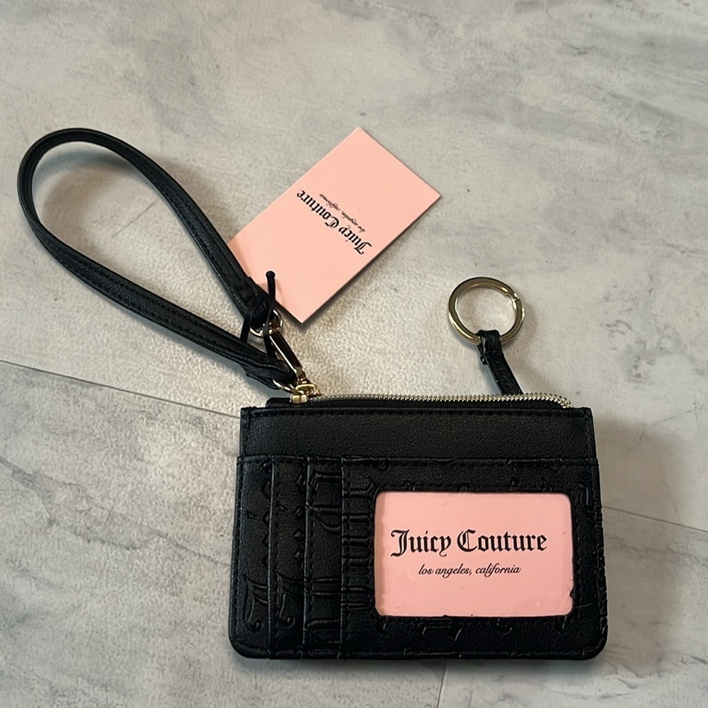 Juicy couture ID wallet & card holder / key chain black Vegan leather - Picture 10 of 10